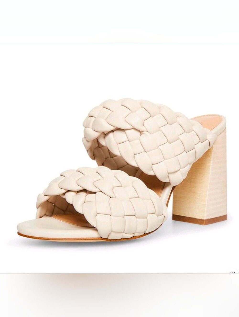 Steve Madden Twisted Braided Chunky Heel Mules Bone Cream Sz 7